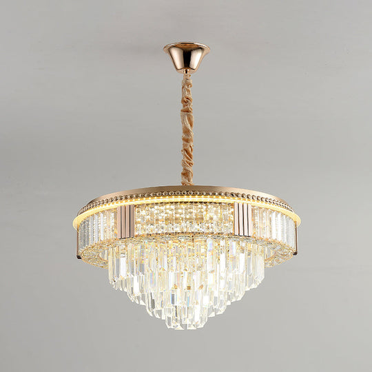 Modern Led Suspension Chandelier With Clear Rectangle Crystals For Dining Room