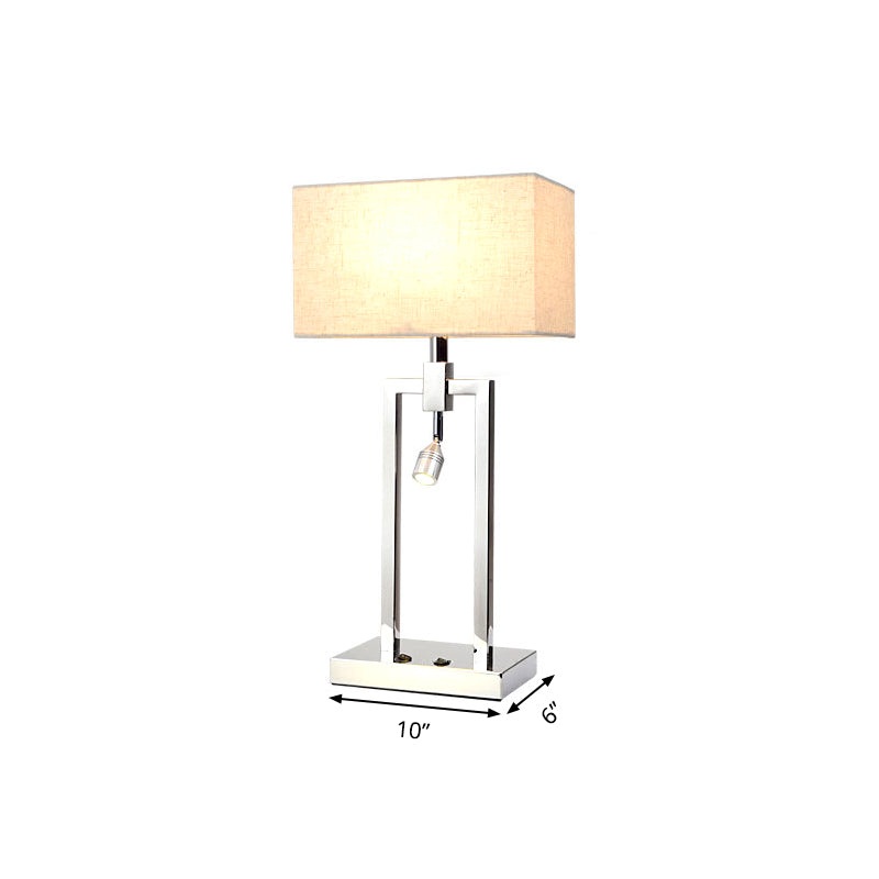 Contemporary Beige Fabric Reading Lamp With Metal Base