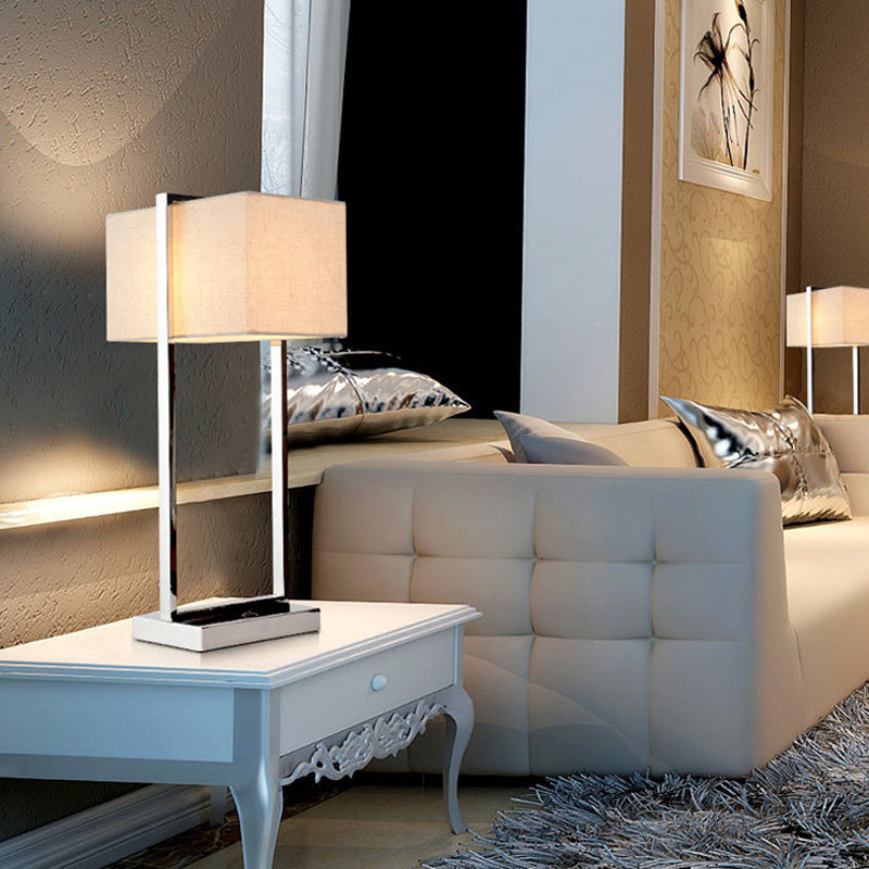 Led Rectangular Reading Book Light In Beige For Bedroom - Modern Fabric Task Lighting