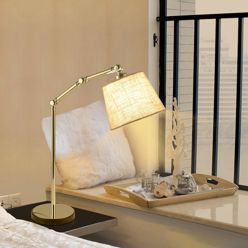 Modern Tapered Desk Lamp - Adjustable Arm Beige 1-Light Reading Book Light