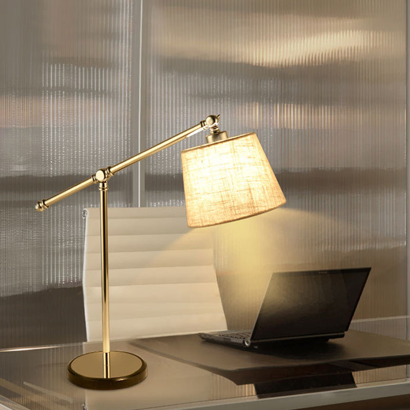 White Fabric Led Reading Light For Bedroom: Contemporary Cone Task Lighting