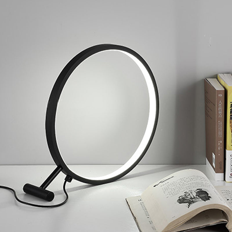 Modern Led Hoop Reading Lamp With Plug-In Desk Light - 8 12 16 Diameter Black/White Warm/White