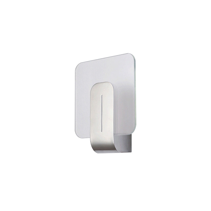 Modern Led Bathroom Wall Sconce With Square Clear Glass Shade - Nickel Finish Warm/White Light