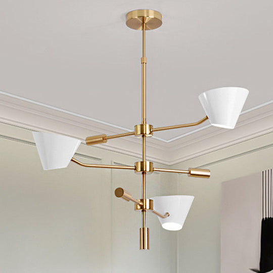 Modern 3-Light Gold Chandelier With Clear Glass Cone Shades