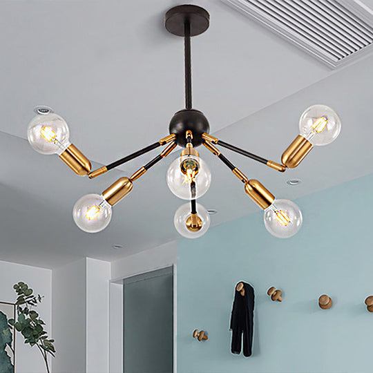 Modern Gold Metal Chandelier - Abstract Design with Multiple Lights - Hanging Ceiling Lamp for Bedrooms