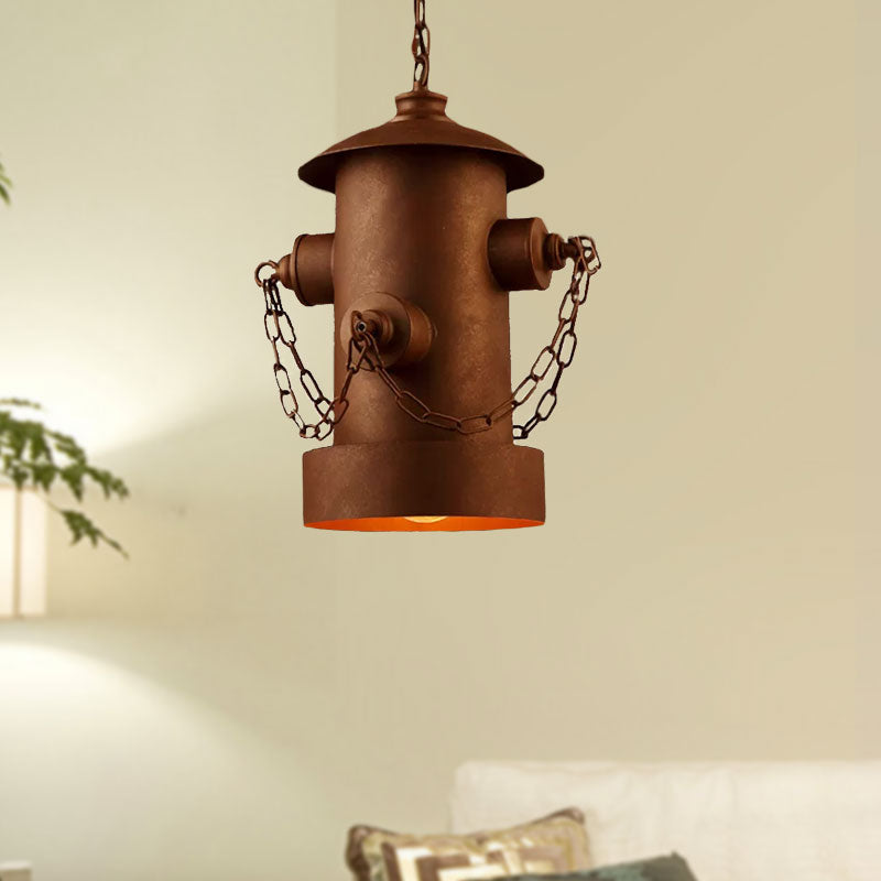 Metallic Fire Hydrant Hanging Light: Creative 1-Light Suspension For Restaurant Bar