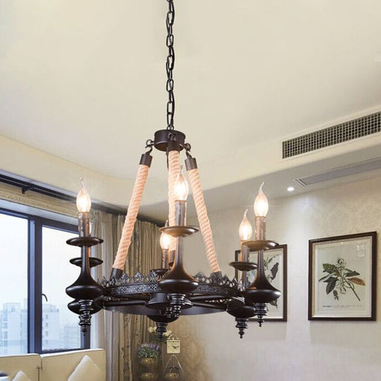 Vintage Industrial Pendant Light with Exposed Bulbs - 3/6 heads Metal Ceiling Fixture for Living Room