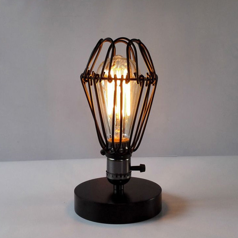 Industrial Style Wrought Iron Table Lamp With Petal Design