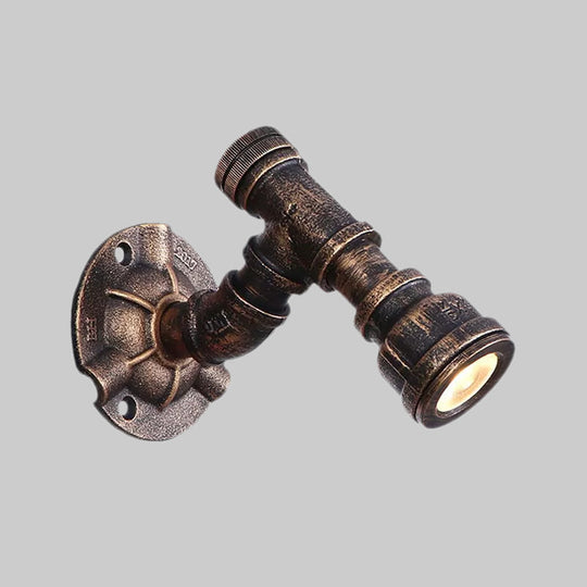 Vintage Industrial Bronze Wall Lamp - 1 Head Water Pipe Sconce For Corridor