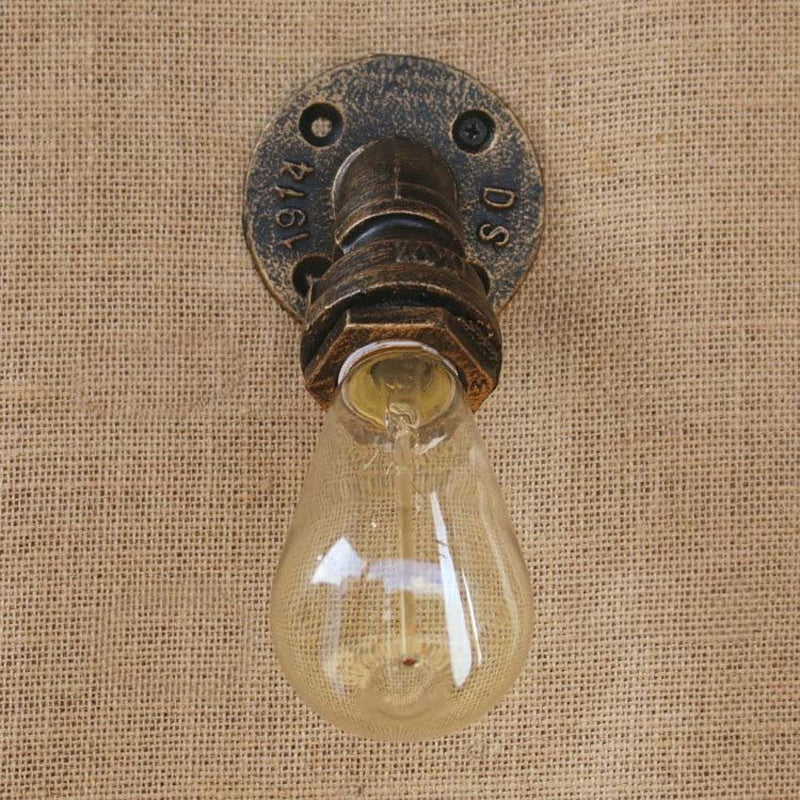 Farmhouse Style Bronze Iron Mini Wall Mount Light With Water Pipe