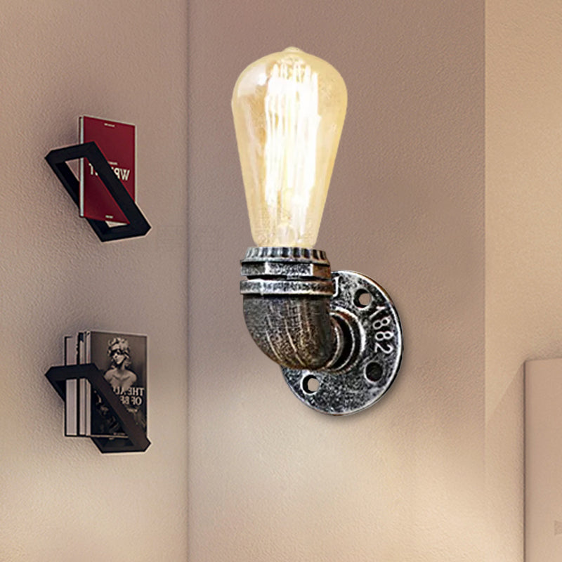 Rustic Bare Bulb Wall Sconce Lighting: Stylish Metal 1 Head Black/Bronze - Perfect For Living Room