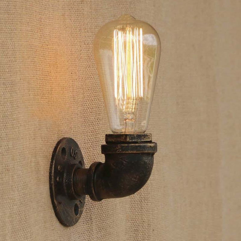 Rustic Bare Bulb Wall Sconce Lighting: Stylish Metal 1 Head Black/Bronze - Perfect For Living Room