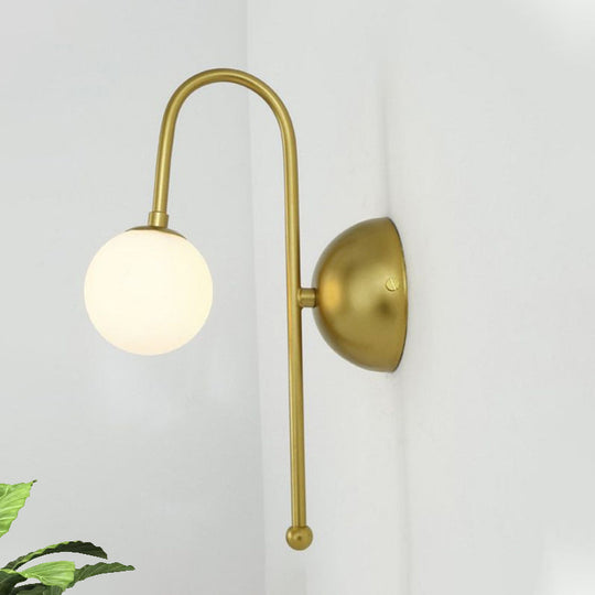 Modern Gold Wall Mounted Globe Light Fixture With Opal Glass For Living Room