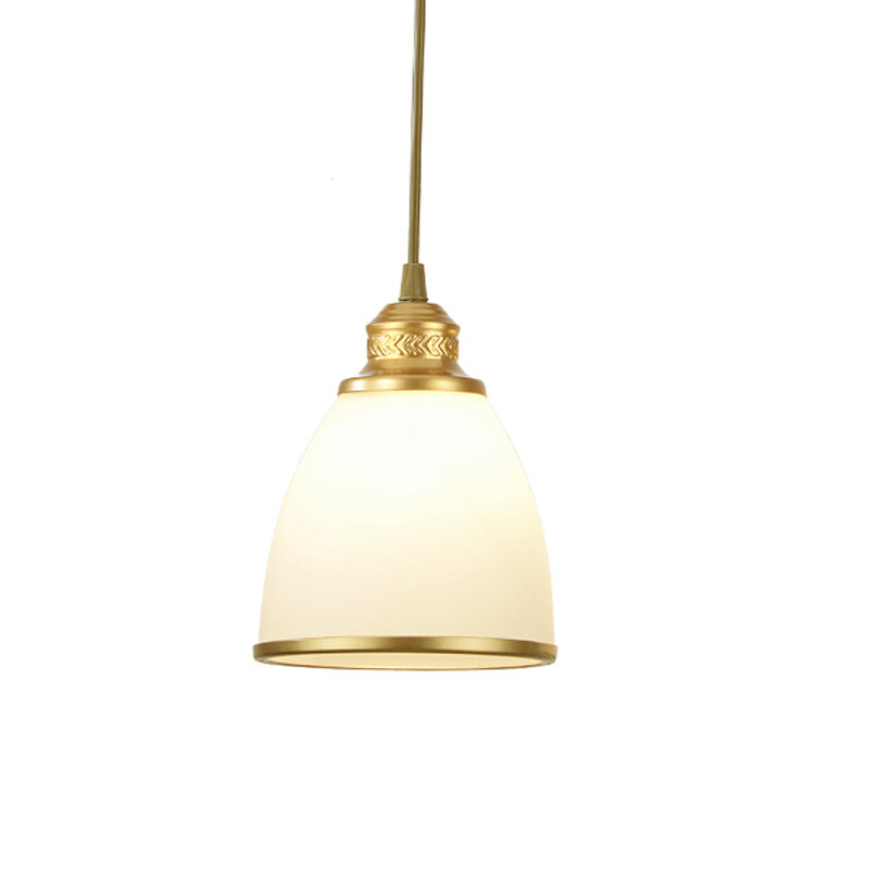 Factory Black/Brass Frosted Glass Dome Pendant Light With Single-Bulb