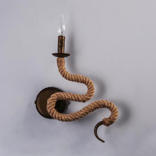 Vintage Bronze Roped Sconce Light Fixture: Bedroom Wall Mounted With Curved Design