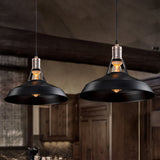 Rustic Barn Pendant Light - Vintage Style 1-Bulb Suspension Lamp In Black/White 10.5/12/15 Inch