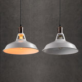 Rustic Barn Pendant Light - Vintage Style 1-Bulb Suspension Lamp In Black/White 10.5/12/15 Inch