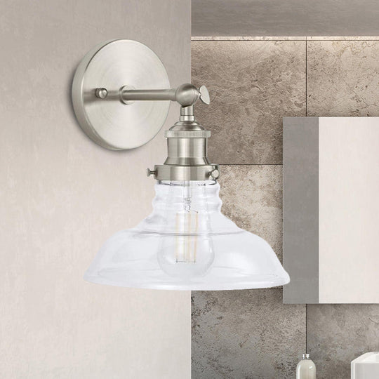 Industrial 1-Light Wall Sconce Clear Glass & Chrome/Nickel Finish - Ideal For Kitchen