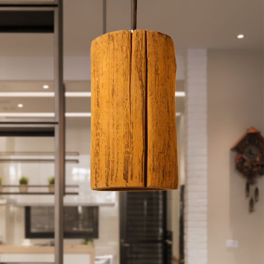 Retro Yellow Cement Tube Pendant Light For Coffee Shop Ceiling