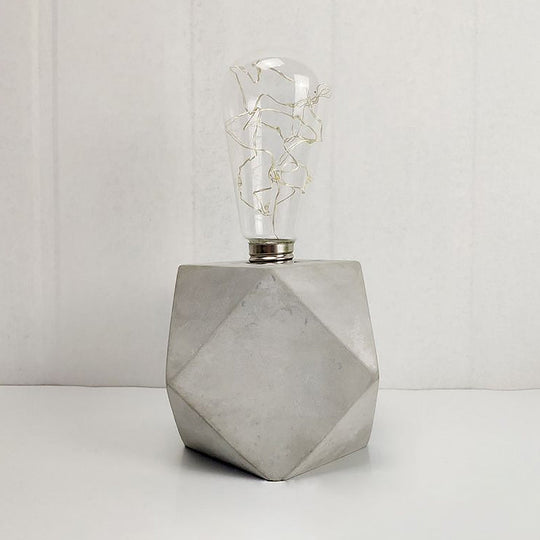 Industrial Cement Table Lamp In Gray For Kids Bedroom Lighting