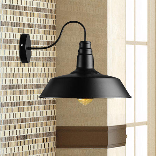 Retro Style Black Barn Sconce Light - Head Wall Lamp With Plug-In Cord For Dining Room