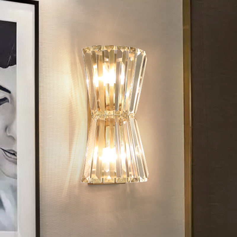 Modern Clear Crystal Shade Wall Mounted Light With 2 Heads Stylish Corridor Lighting Fixture