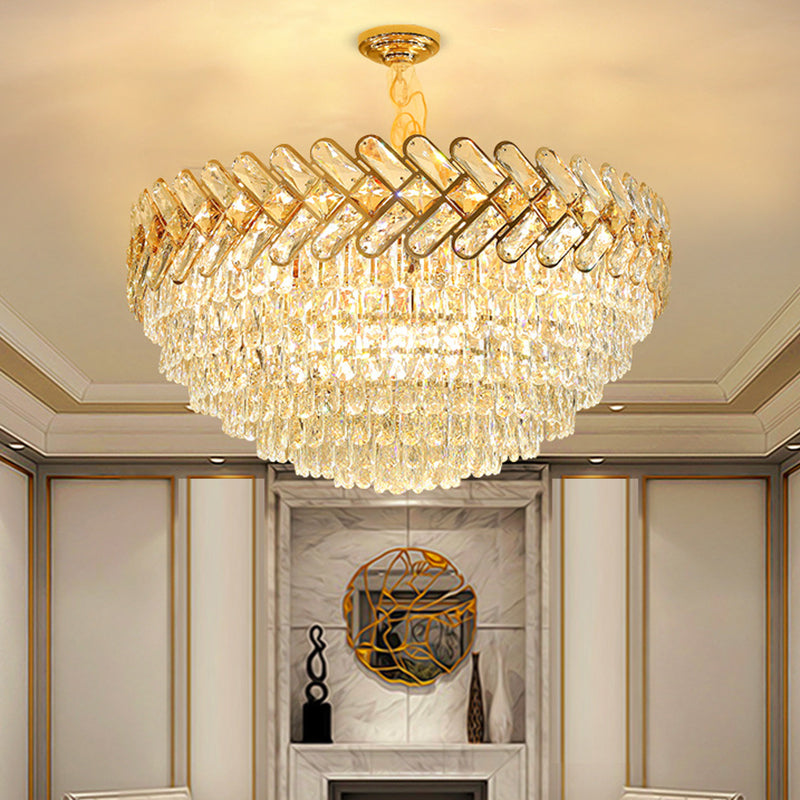 Modern Crystal Block Ceiling Lamp - Gold Chandelier Pendant Light