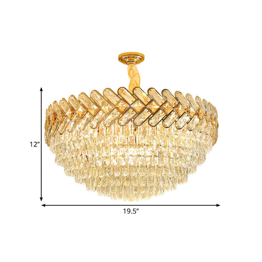 Modern Crystal Block Ceiling Lamp Chandelier Pendant Light - Gold 5/7-Head Design