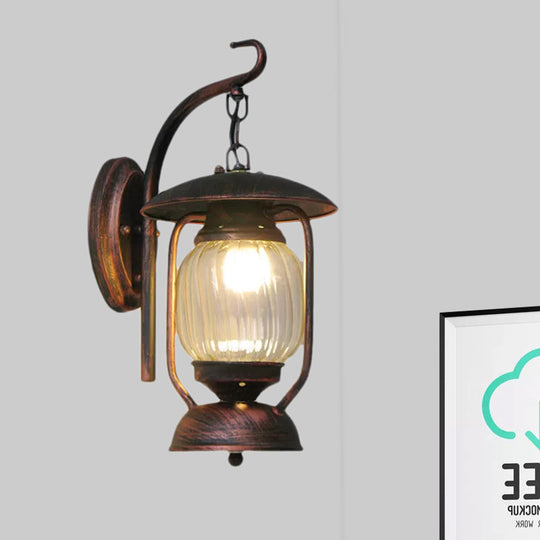 Coastal Ribbed Glass Kerosene Wall Light: Stylish Clear Sconce Lamp