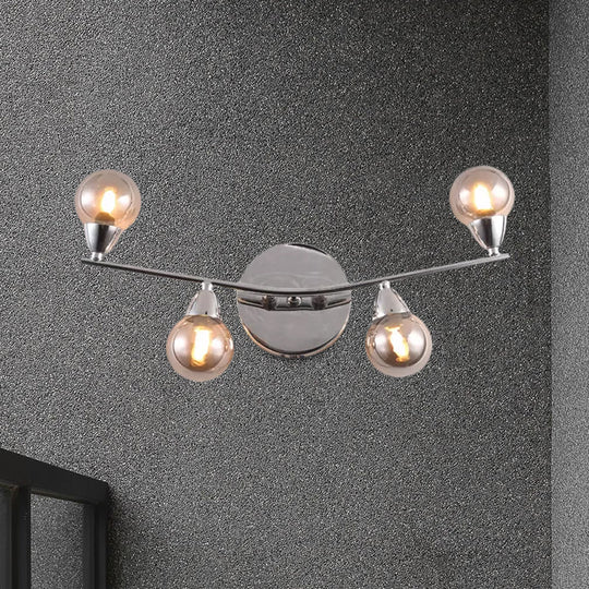 Vintage Style Ball Shaped Glass Wall Sconce Light With Chrome Finish - 2/4 Lights Ideal For Living