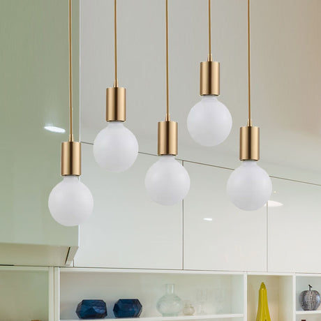 Retro Vintage Brass Metal Pendant Lighting - 1 Light Bare Bulb Hanging Lamp