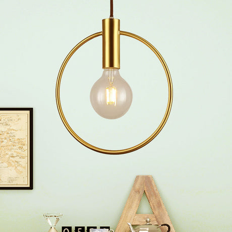 Vintage Gold Metal Pendant Lamp: Circular Hanging Ceiling Light For Hallway