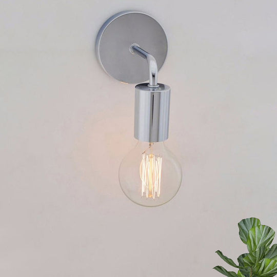 Retro Style Angled Bedroom Wall Sconce Lamp - Metallic 1 Bulb White/Chrome Finish