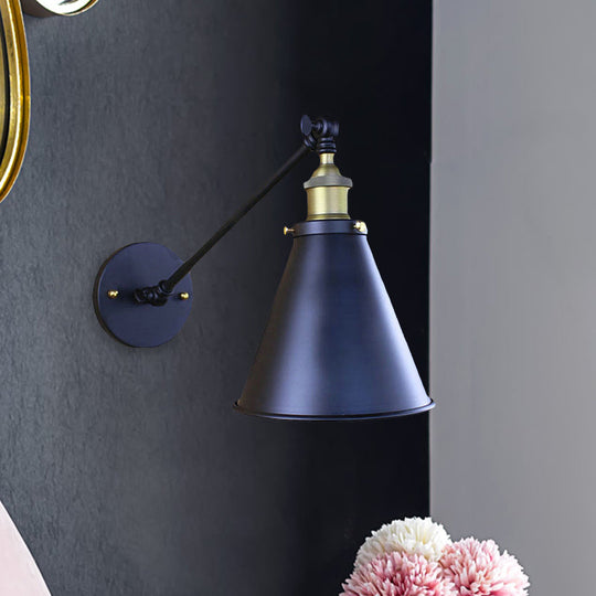 Retro Stylish Black Conical Wall Sconce Light - 2 Pack