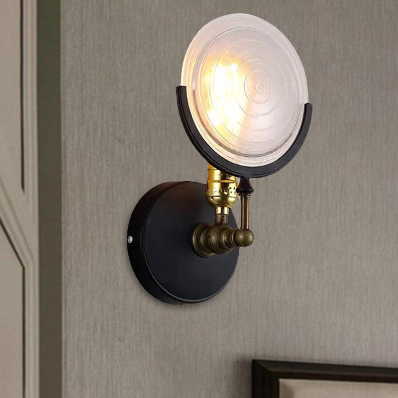 1-Light Wall Mount With Clear Glass Disk - Modern Lighting For Kitchen