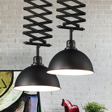 Industrial Style Dome Ceiling Light With Extendable Arm Metallic Finish 1 Bulb Black/White