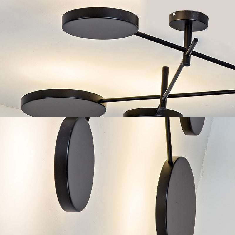 Minimalist Round Acrylic Led Wall Light With 4 Warm/White Lights - Black Sconce
