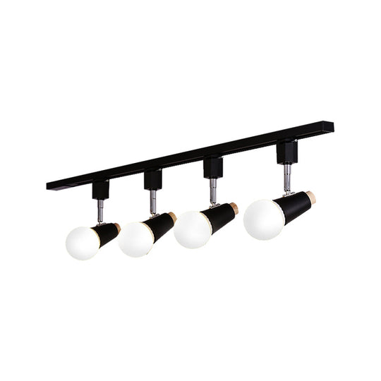 Adjustable Semi Flush Metallic Linear Ceiling Light With Cup Shade - Industrial Style 3/4 Heads
