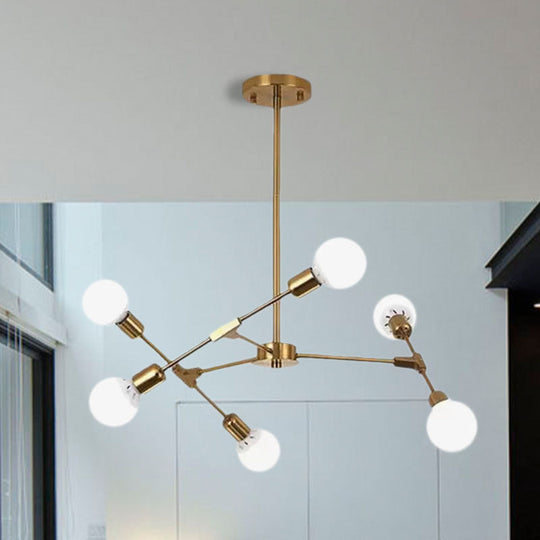 Metallic Black/Gold Chandelier: Modern 6/8 Light Industrial Ceiling Fixture For Bedroom