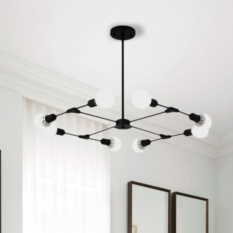 Industrial Style Metallic Black/Gold Chandelier Ceiling Light Fixture - 6/8 Lights for Bedroom