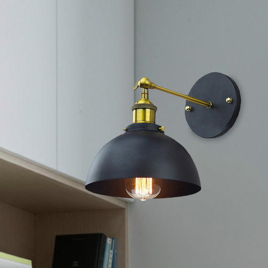 Metallic Rotatable Wall Lamp With Dome Shade For Balcony - Brass Finish