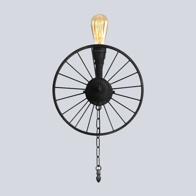Industrial Style Wall Mount Light - Half Head Bare Bulb Silver/Bronze/Antique Brass Wrought Iron
