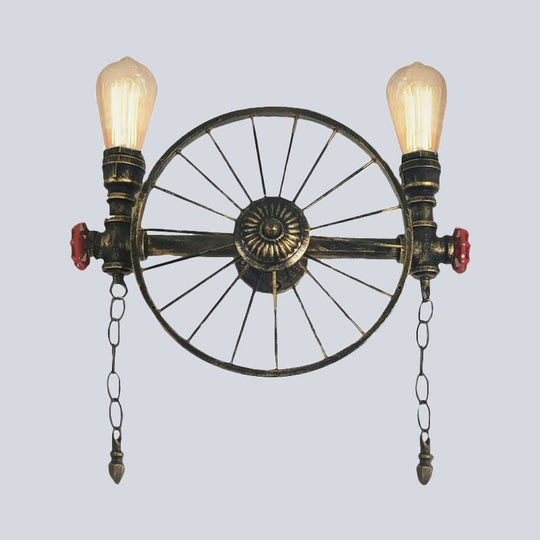 Industrial Style Wall Mount Light - Half Head Bare Bulb Silver/Bronze/Antique Brass Wrought Iron