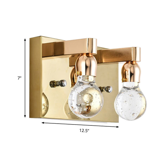 Modern Gold Bulb-Shaped Crystal Wall Sconce - Bedroom Bubble Light Fixture