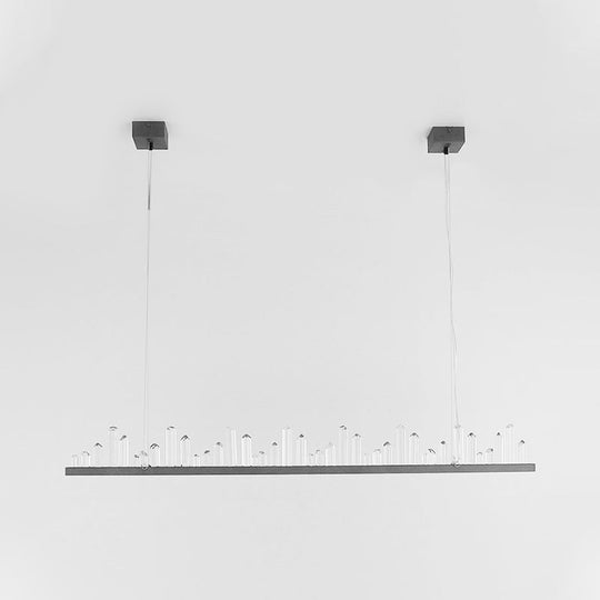 Modern Led Crystal Pendant Ceiling Light In Black For Dining Room