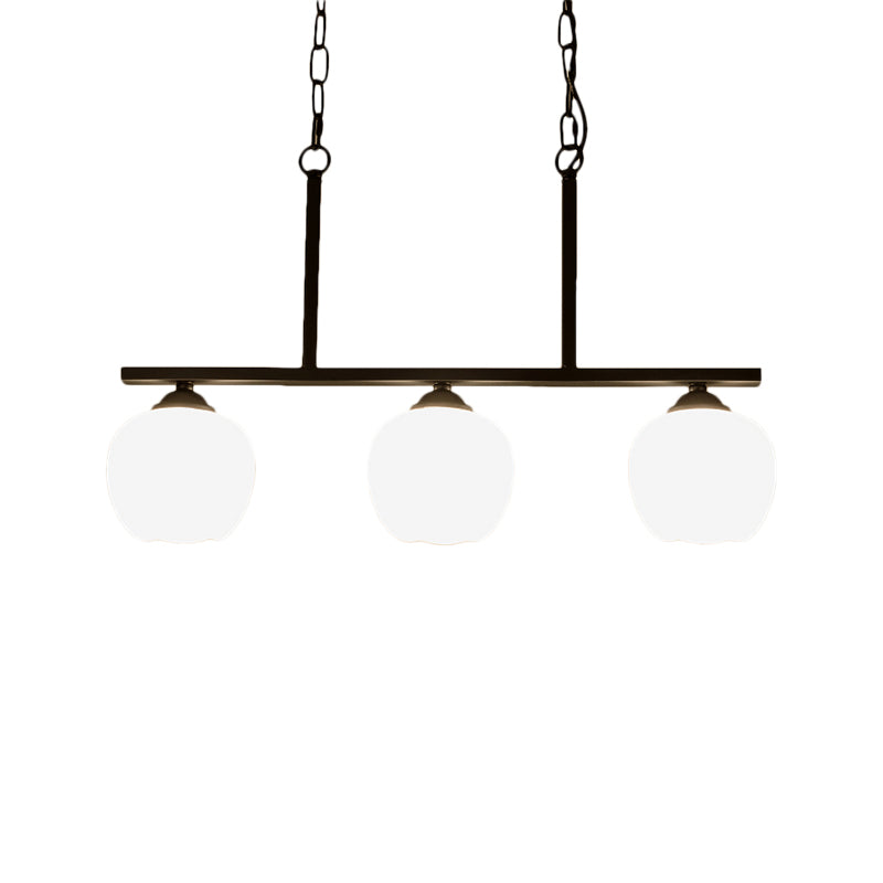 Industrial Pendant Lighting With Opal Glass Globe Shade - Black 3-Light Perfect For Dining Rooms