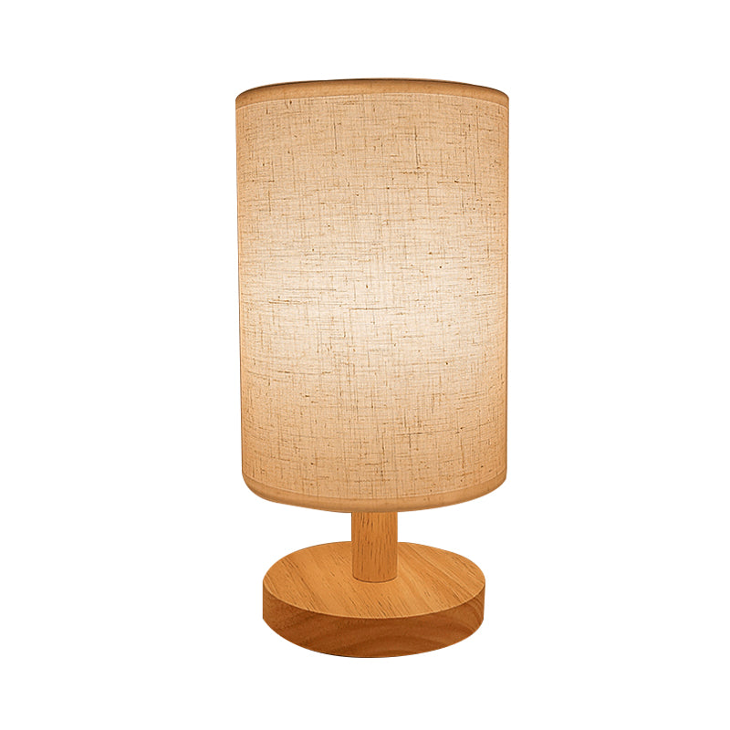 Retro-Style Bedroom Table Lamp: 1-Head White Light With Cylindrical Fabric Shade