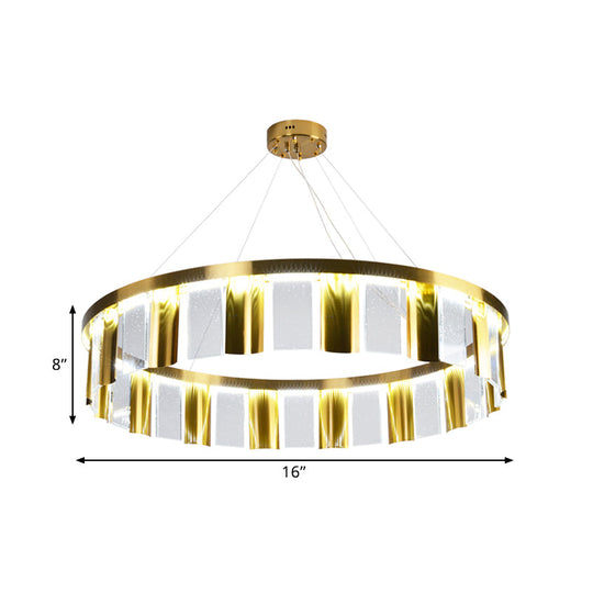 Contemporary Round Crystal Led Ceiling Pendant Light - Gold Chandelier For Drawing Room