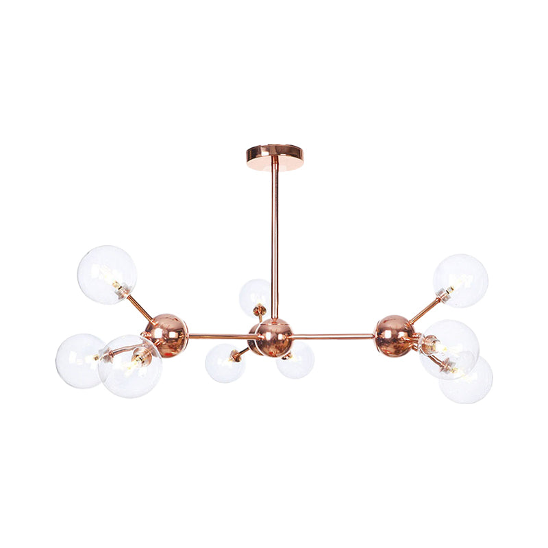 Vintage Copper Ceiling Chandelier With Glass Orb Shades - 3/9/12 Lights Branch Design Sizes