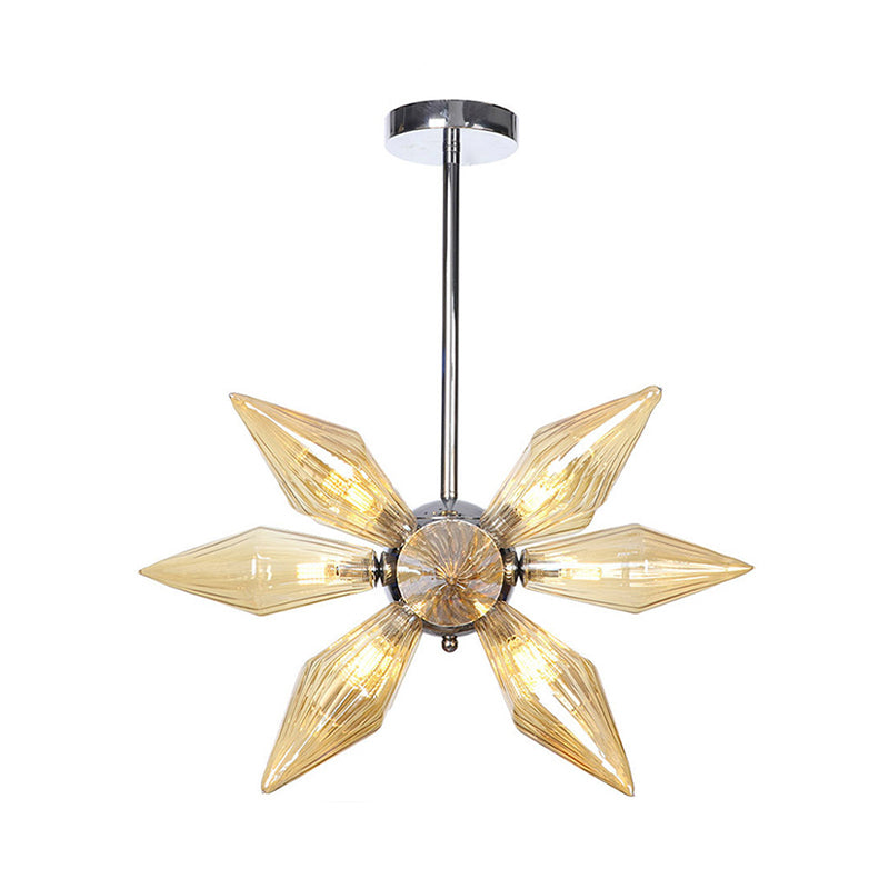Diamond Clear/Amber Glass Chandelier - Industrial Kitchen Pendant Lighting Fixture (9/12/15 Heads) in Chrome/Gold